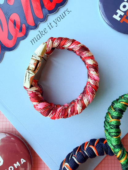 Handmade gold-filled college bracelet detail by Cordture