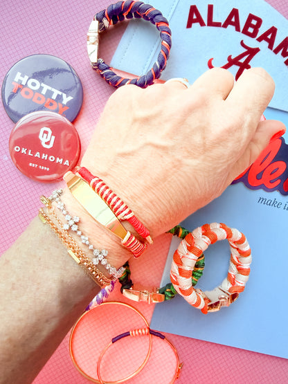 Custom college friendship bracelet in school colors by Cordture