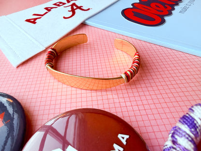 College friendship bracelet stack in multiple team colors